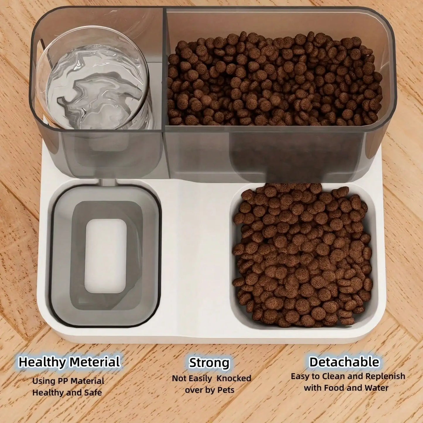Automatic Cat Food And Water Dispenser Set, 2-In-1 Automatic Pet Feeder And Waterer, Visible Integrated Gravity-Fed Pet Food Con