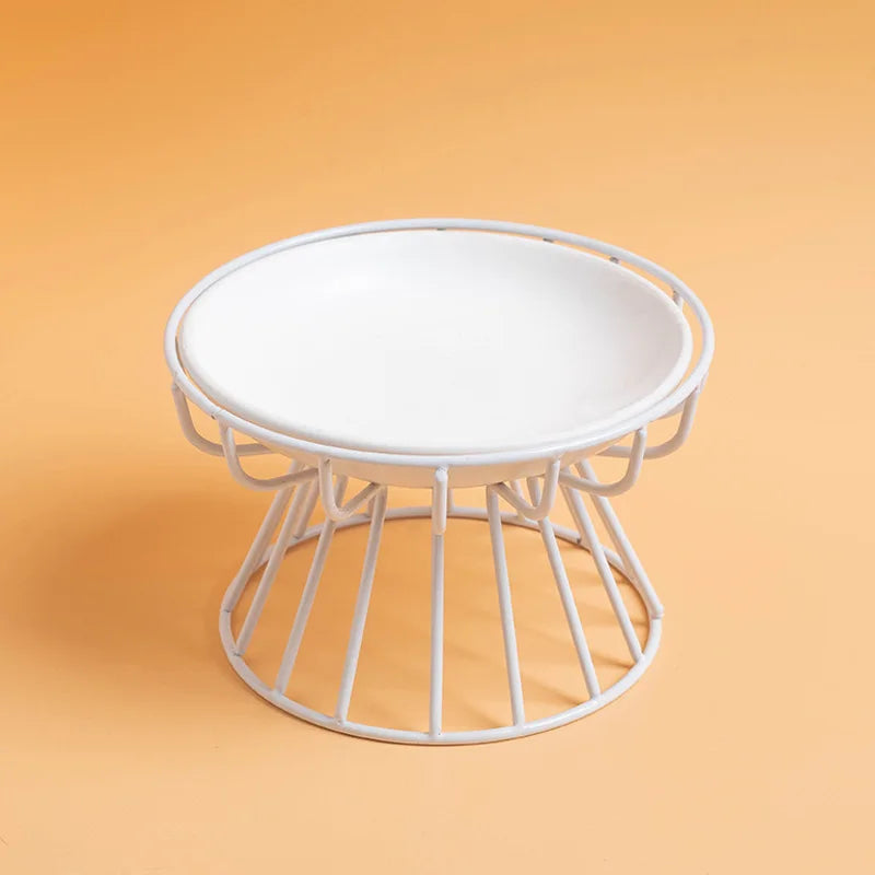 1Set (1pc rack + 1pc bowl) ceramic high-rise cat bowl,Easy to Clean 1pc Raised Ceramic Cat Food Bowl - Anti-Spill Pet Bowl