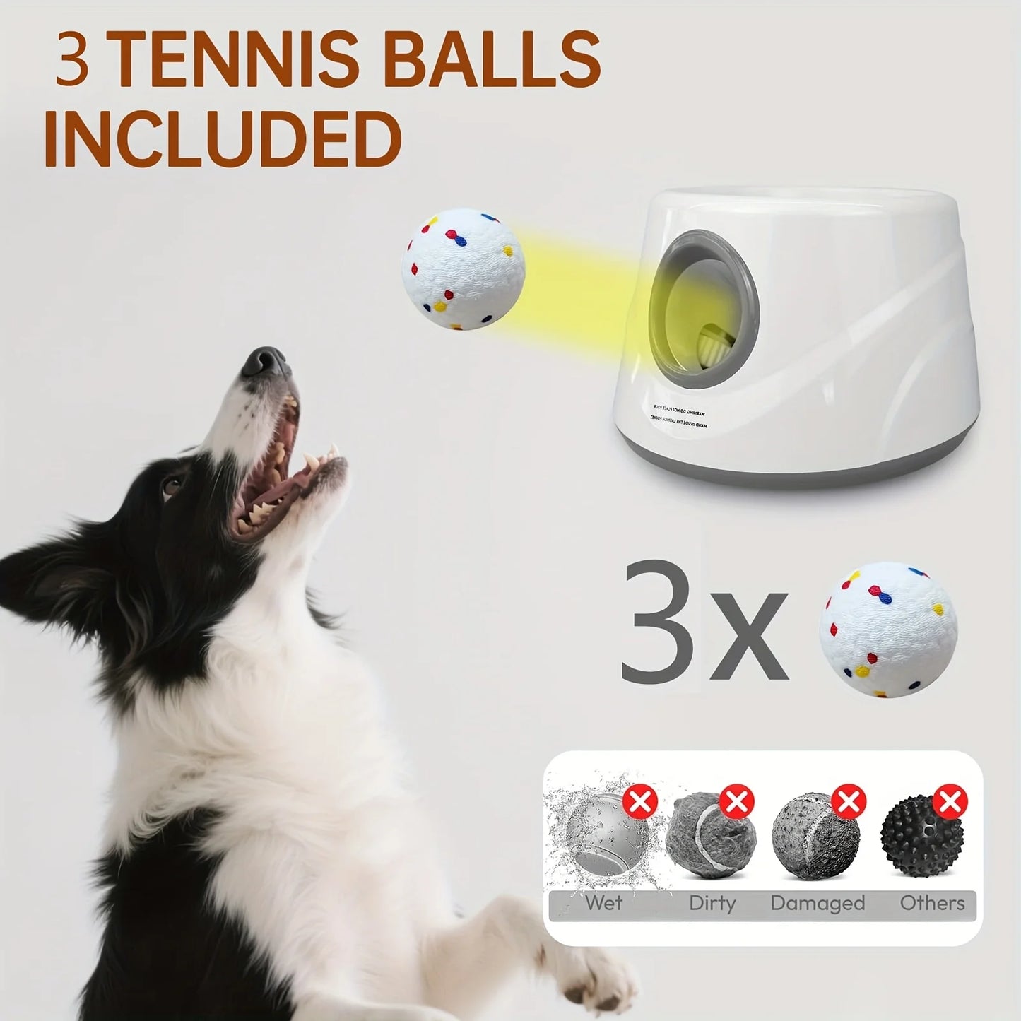 A Dog-use Automatic Ball Launcher, A Dog Ball Retrieval Device With 3 ETPU Balls, And An Interactive Pet Toy Suitable For Smal
