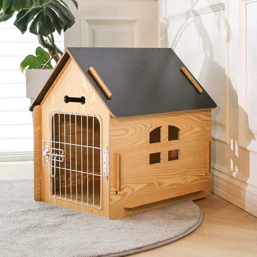 Cozy Wooden Dog House Indoor for Small Dogs or Cats with Air Vents and Elevated Floor Warm and Breathable Design Ideal for Home