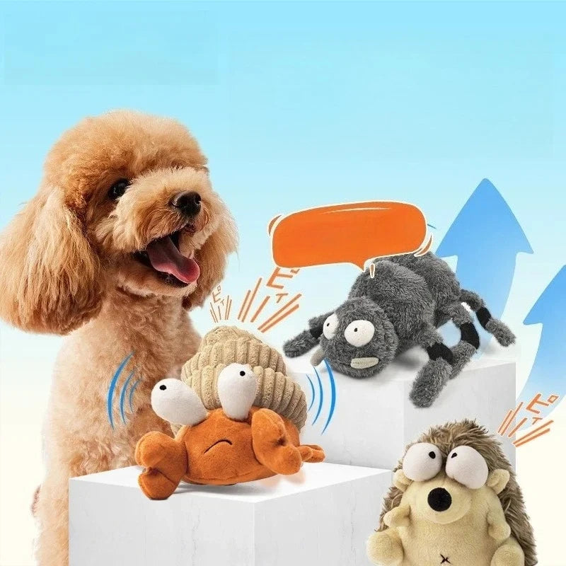 Interactive Vibrating Crab Dog Toy, Automatic Plush Ball with Squeaky Sound for All Dogs and Cats