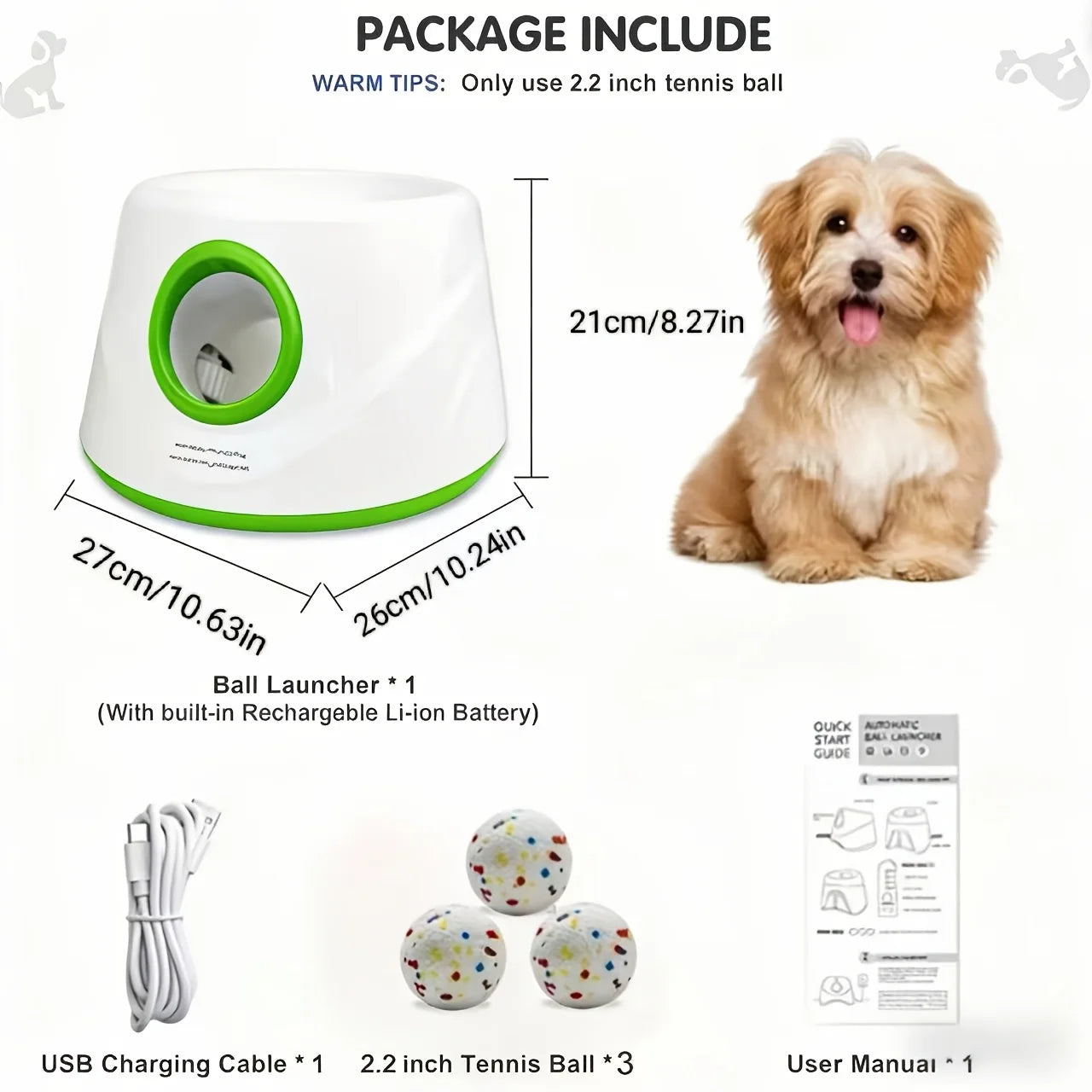 A Dog-use Automatic Ball Launcher, A Dog Ball Retrieval Device With 3 ETPU Balls, And An Interactive Pet Toy Suitable For Smal