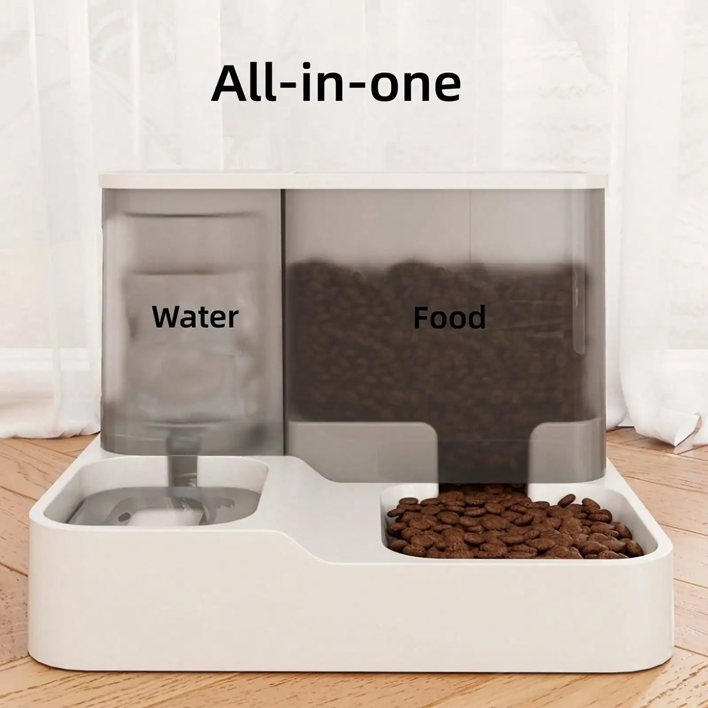 Automatic Cat Food And Water Dispenser Set, 2-In-1 Automatic Pet Feeder And Waterer, Visible Integrated Gravity-Fed Pet Food Con