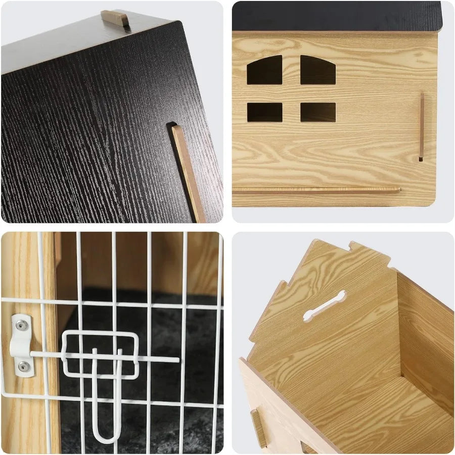 Cozy Wooden Dog House Indoor for Small Dogs or Cats with Air Vents and Elevated Floor Warm and Breathable Design Ideal for Home