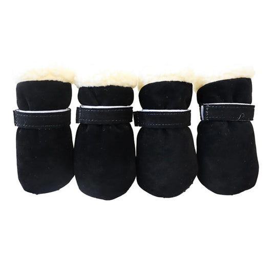 4pcs/set Plush Pet Dog Shoes Autumn Winter Warm Dog Boots Socks Comfortable Anti-slip Puppy Cat Rain Snow Booties Footwear