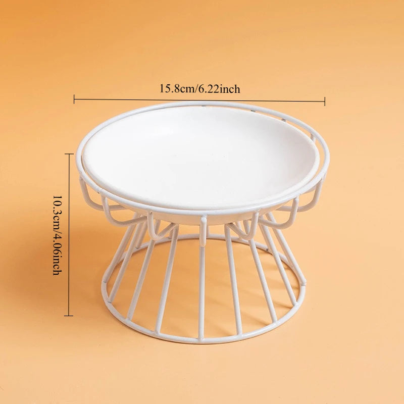 1Set (1pc rack + 1pc bowl) ceramic high-rise cat bowl，Easy to Clean 1pc Raised Ceramic Cat Food Bowl - Anti-Spill Pet Bowl