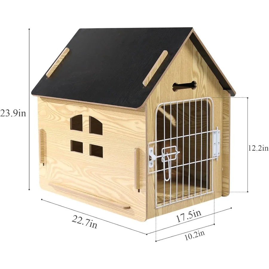 Cozy Wooden Dog House Indoor for Small Dogs or Cats with Air Vents and Elevated Floor Warm and Breathable Design Ideal for Home