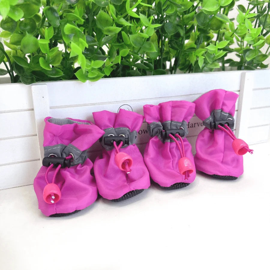 4pcs/Set Waterproof Anti-Slip Pet Dog Shoes, Chihuahua Rain Boots For Small Dogs & Puppies