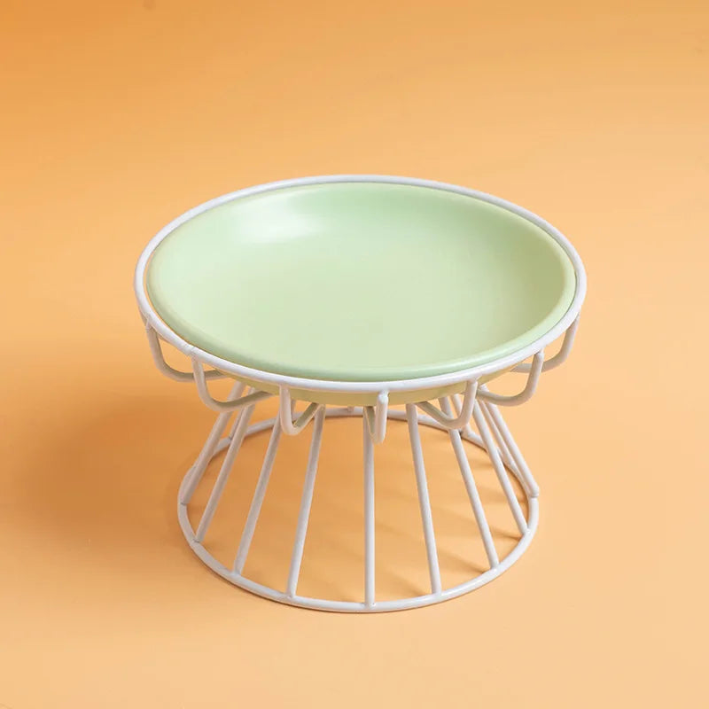 1Set (1pc rack + 1pc bowl) ceramic high-rise cat bowl，Easy to Clean 1pc Raised Ceramic Cat Food Bowl - Anti-Spill Pet Bowl
