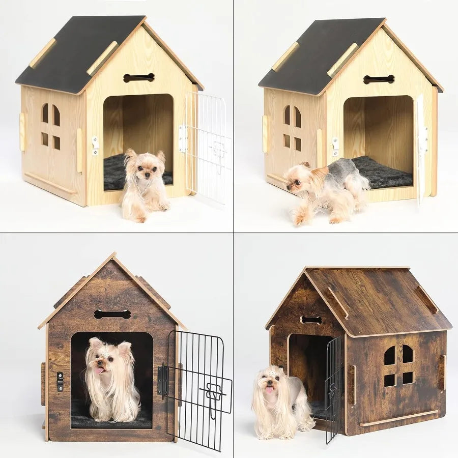 Cozy Wooden Dog House Indoor for Small Dogs or Cats with Air Vents and Elevated Floor Warm and Breathable Design Ideal for Home