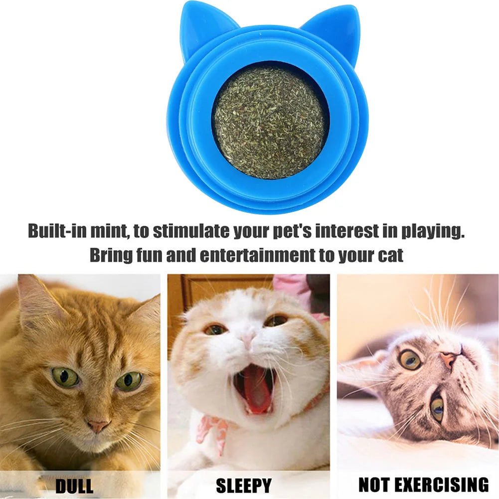 Rotatable Catnip Molar Stick Natural Safe Catnip Edible Lick Balls Catnip Wall Balls for Cats Teeth Cleaning Pet Treats Supplies