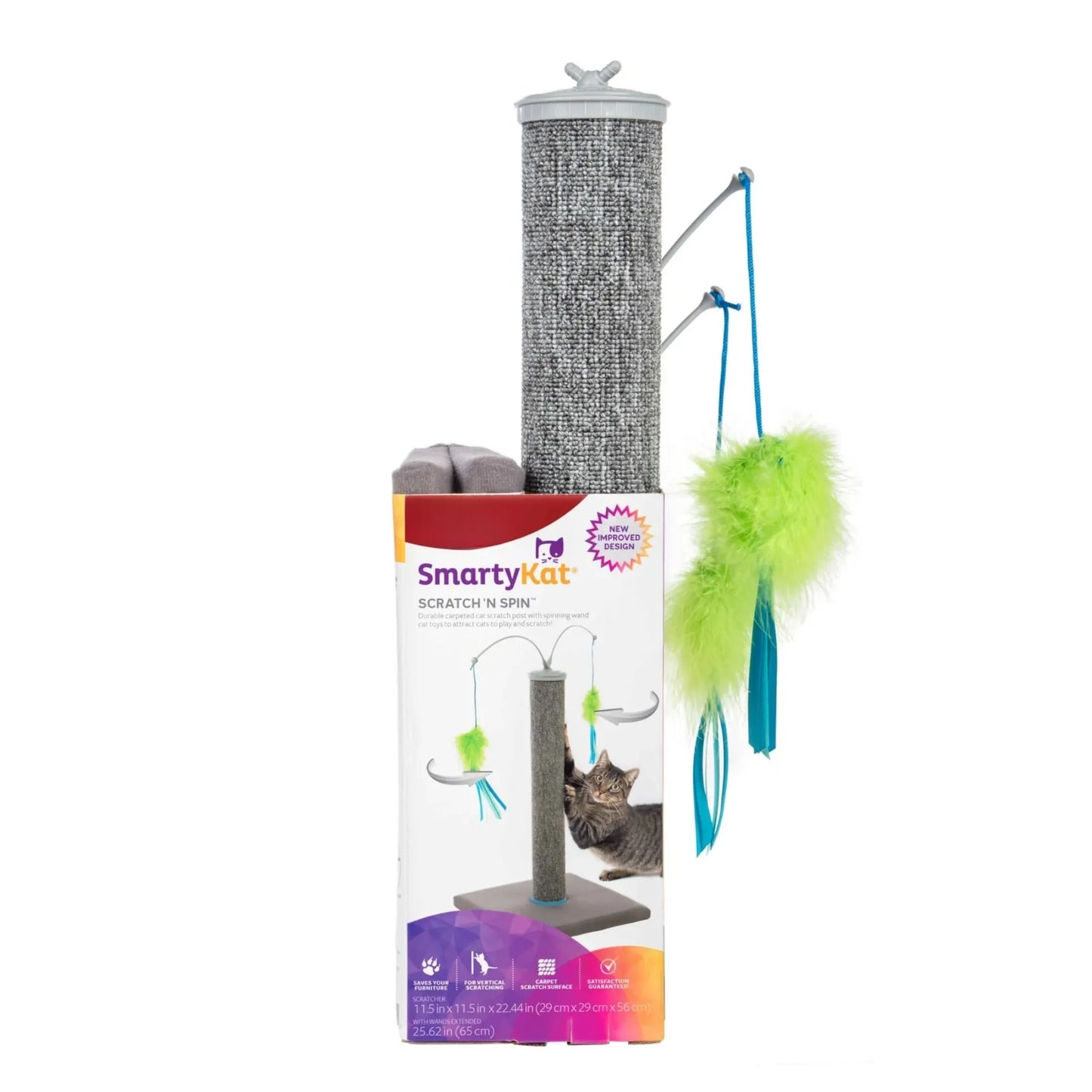 Spin Cat Toy, Carpet Scratching Post, Interactive Spinning Wand, Multicolored