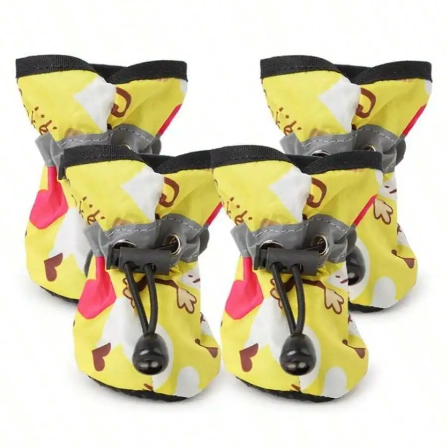 4pcs/Set Waterproof Anti-Slip Pet Dog Shoes, Chihuahua Rain Boots For Small Dogs & Puppies