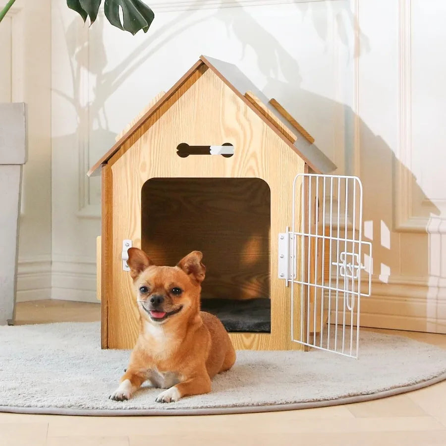 Cozy Wooden Dog House Indoor for Small Dogs or Cats with Air Vents and Elevated Floor Warm and Breathable Design Ideal for Home
