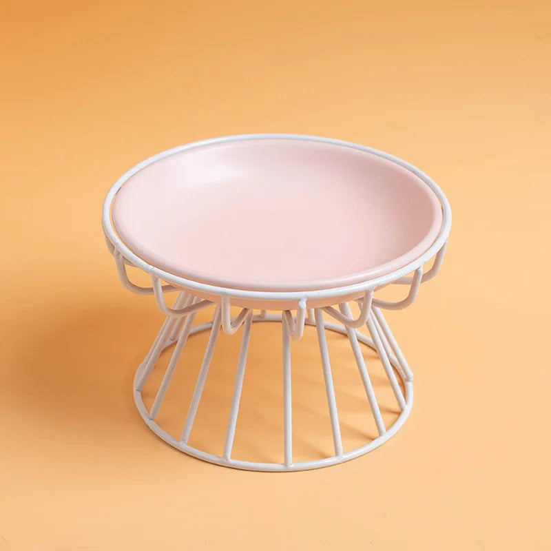 1Set (1pc rack + 1pc bowl) ceramic high-rise cat bowl，Easy to Clean 1pc Raised Ceramic Cat Food Bowl - Anti-Spill Pet Bowl