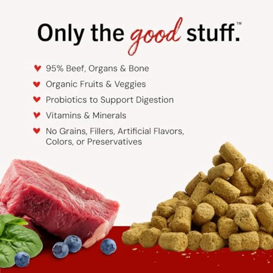 Freeze-Dried Raw Beef Meal Mixers- Dog Food Topper and Mixer - Made with 95% Grass-Fed Beef Organs and Bone - Perfect for Picky
