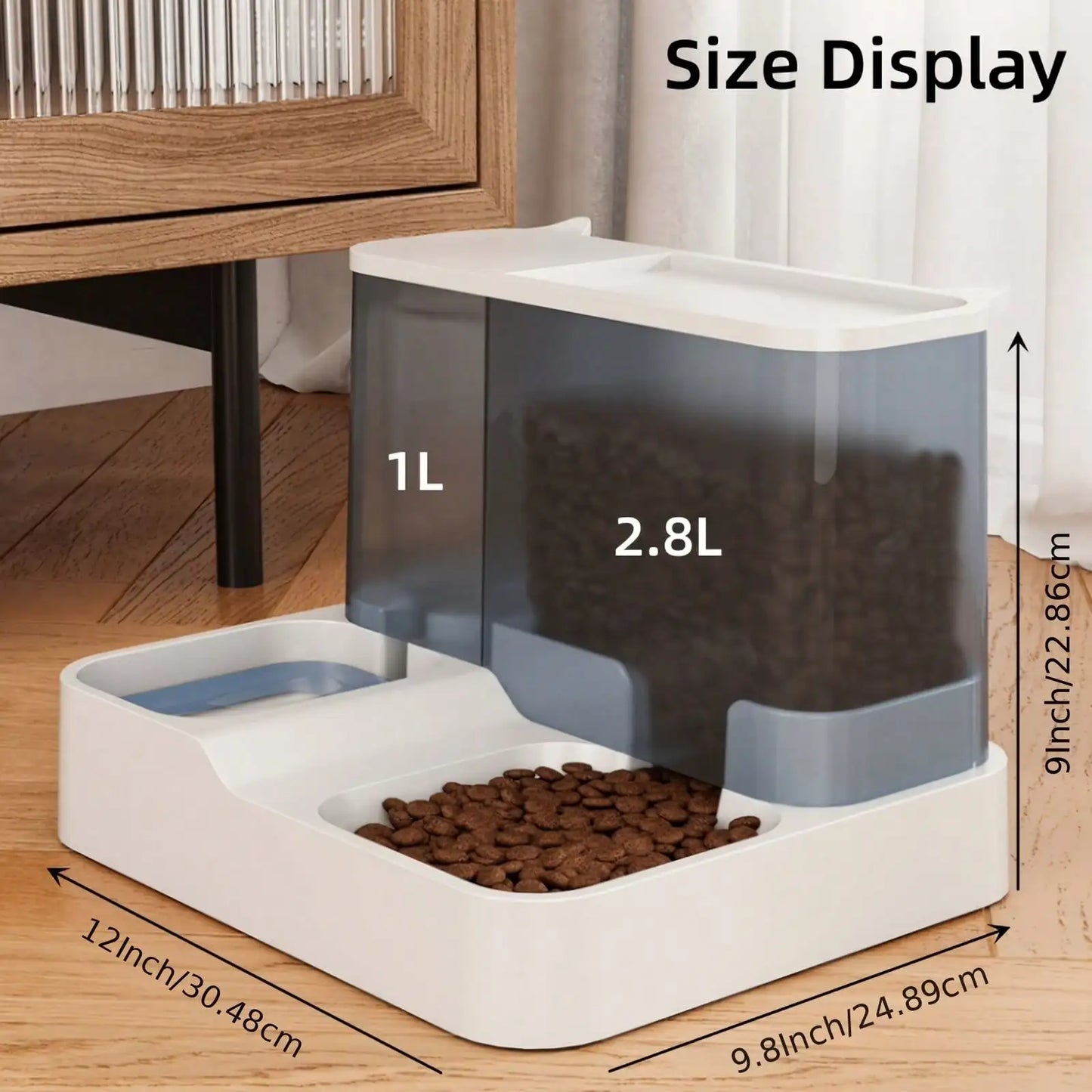 Automatic Cat Food And Water Dispenser Set, 2-In-1 Automatic Pet Feeder And Waterer, Visible Integrated Gravity-Fed Pet Food Con