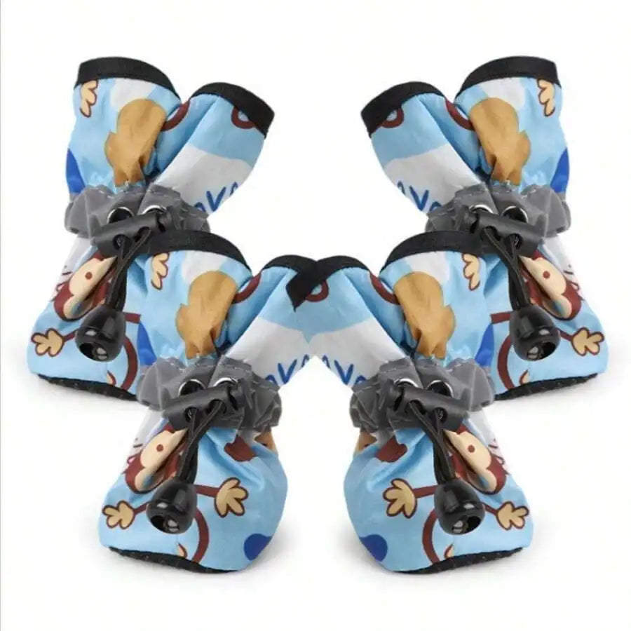 4pcs/Set Waterproof Anti-Slip Pet Dog Shoes, Chihuahua Rain Boots For Small Dogs & Puppies