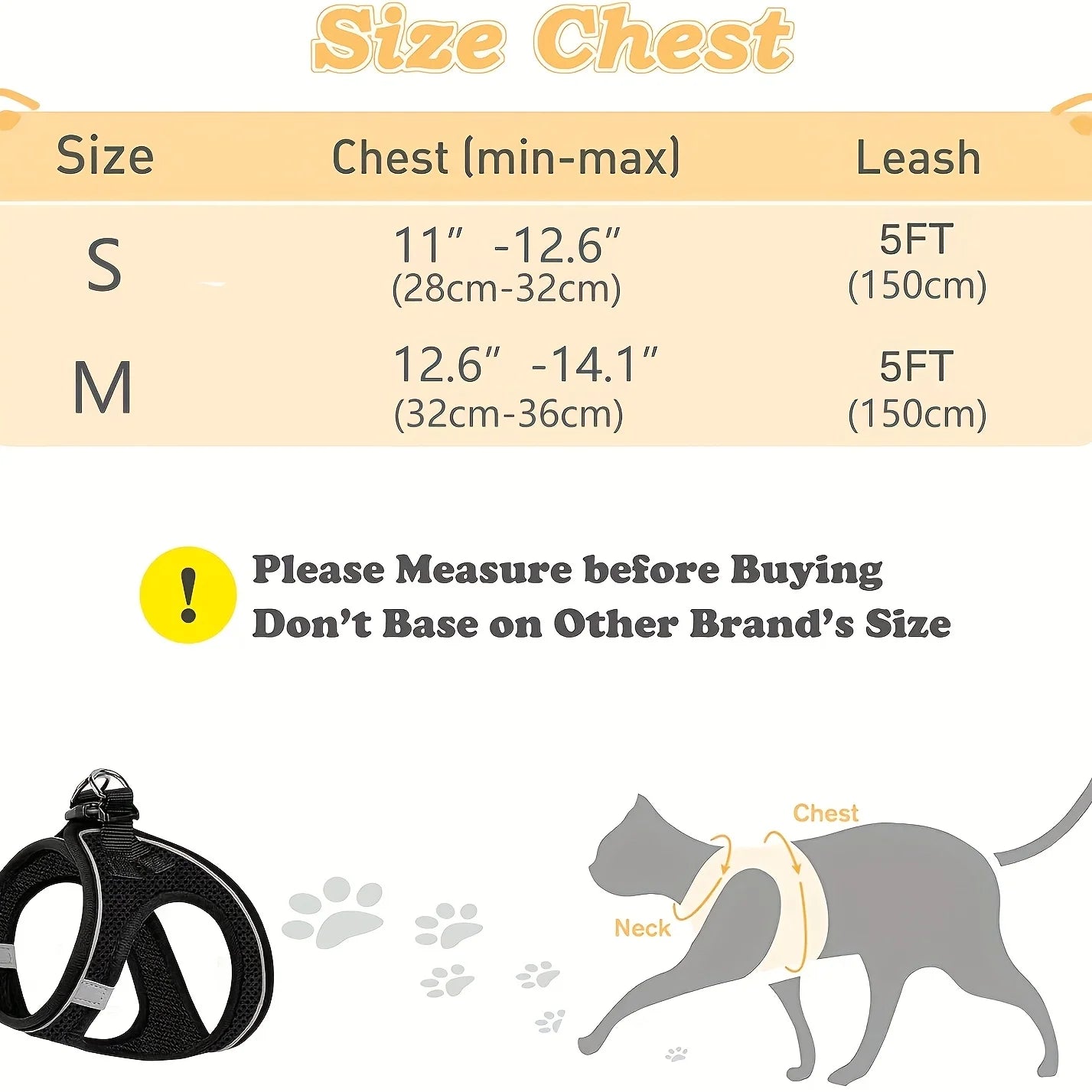 Reflective Cat Harness and Leash Set, Soft Mesh Vest, Polyester, Suitable for Kittens, S/M Sizes Available