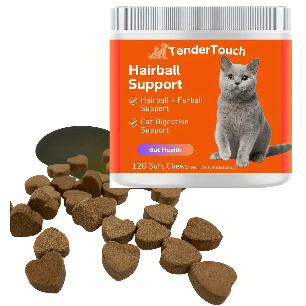 360 Chews - 3 Pack (3 x 180g/6.35oz) 540g/19.1oz - TenderTouch Cat Hairball Support Chews - Hairball Supoort Cat Treats