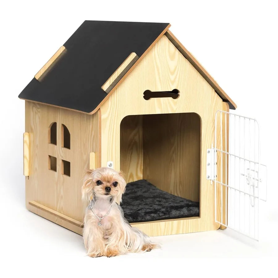 Cozy Wooden Dog House Indoor for Small Dogs or Cats with Air Vents and Elevated Floor Warm and Breathable Design Ideal for Home